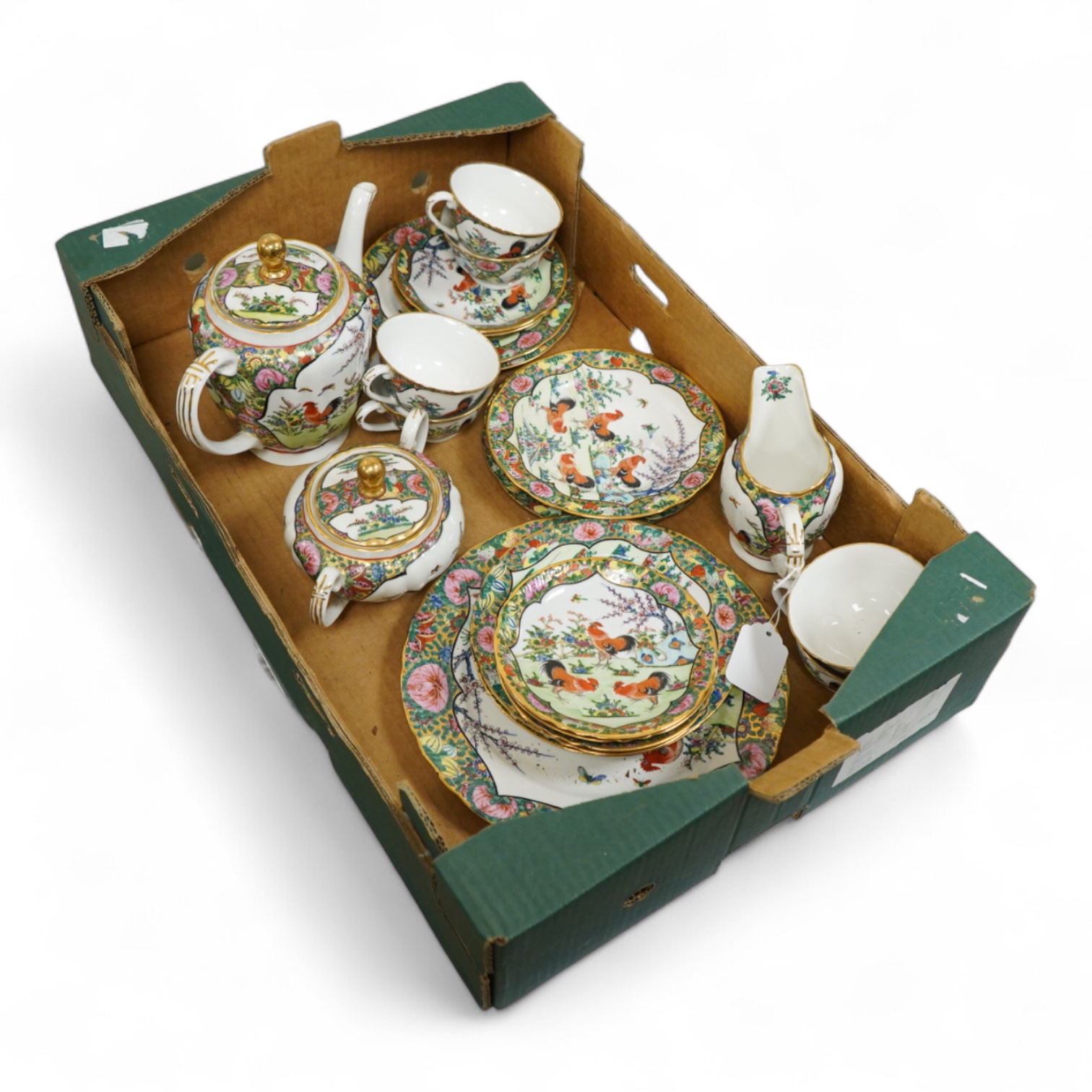 A Chinese Canton enamel teaset